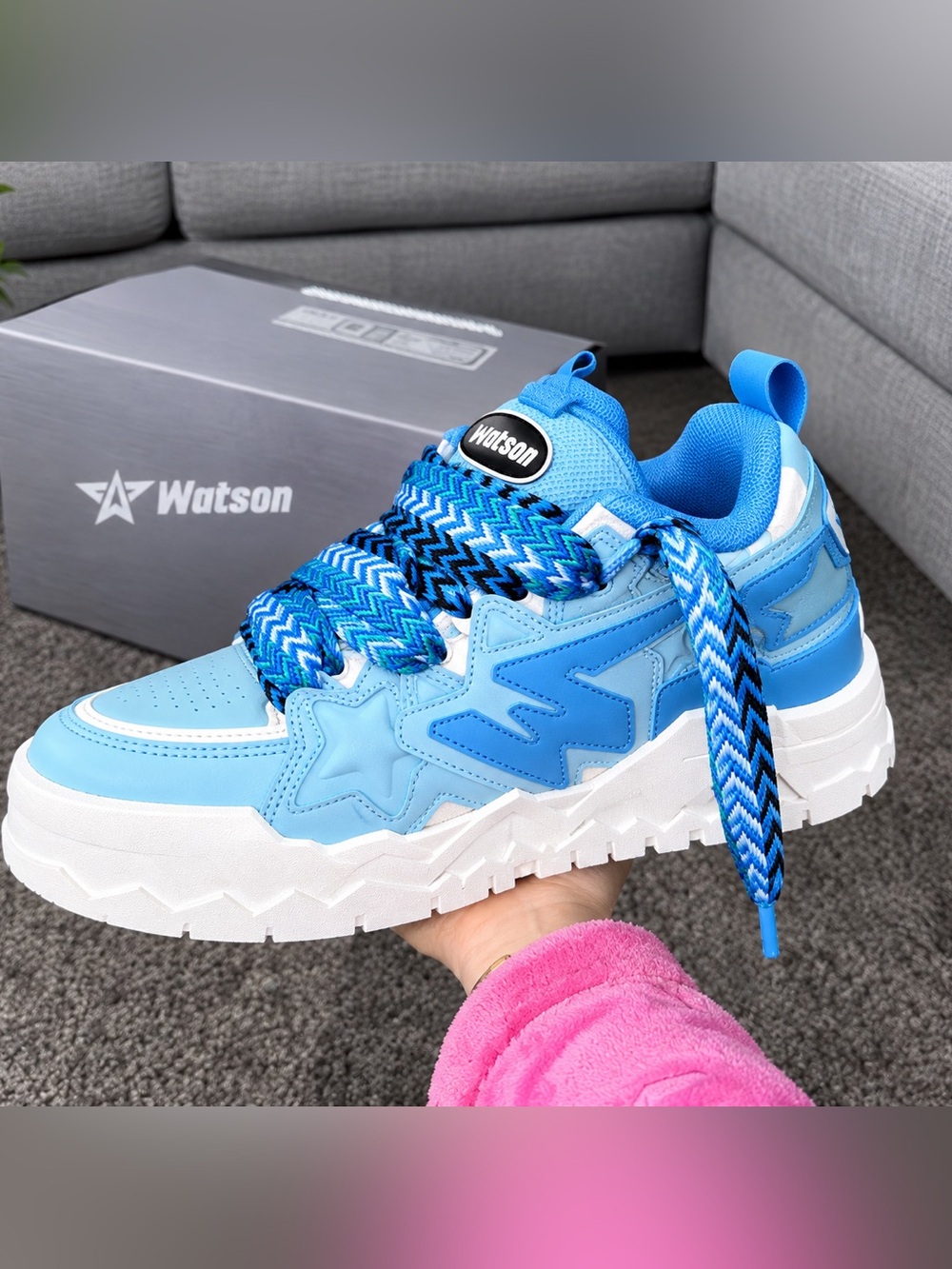 Watson Women's Sky Blue Star-Accent Platform Sneakers